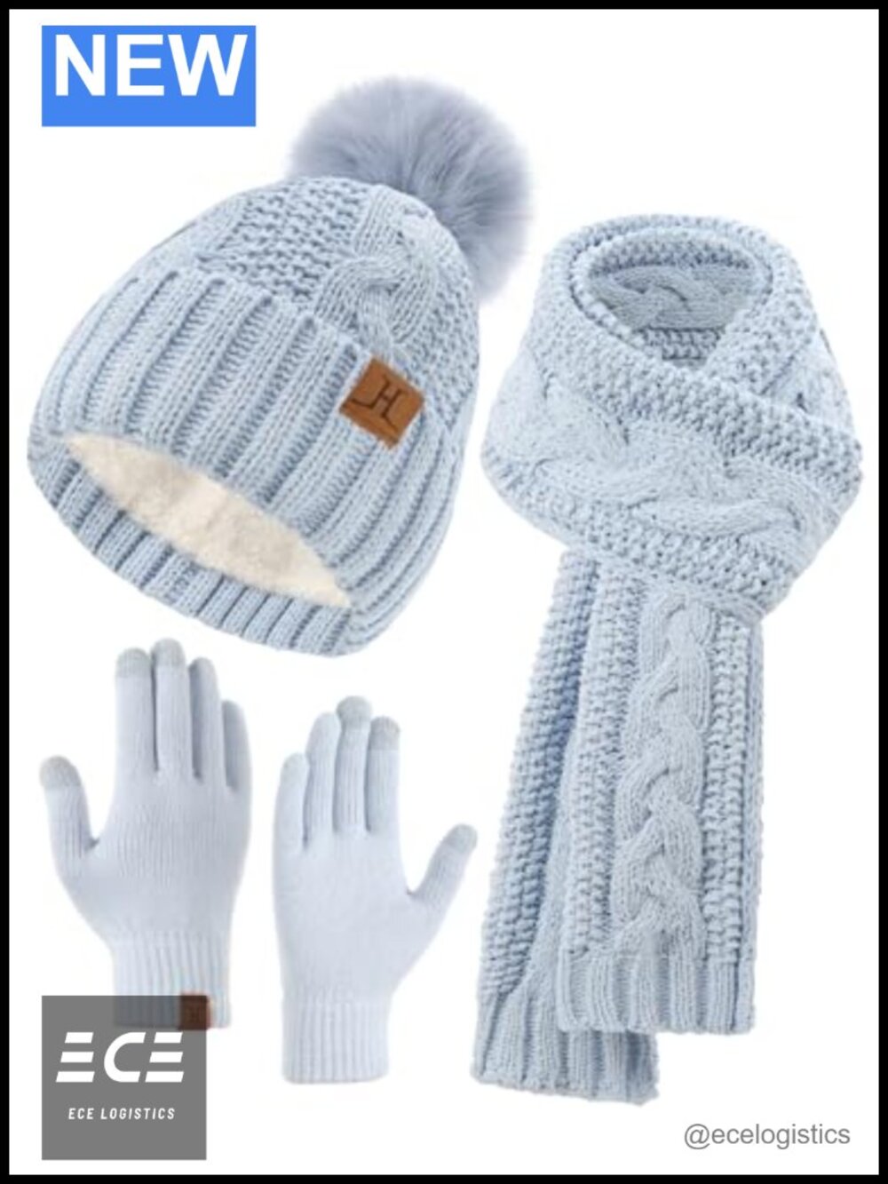Womens Chenille Beanie Scarf & Touchscreen Gloves Winter Set - 3 Piece Cold